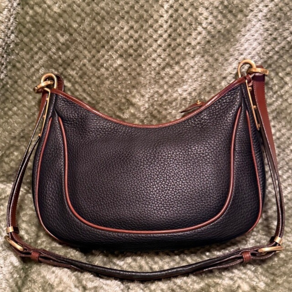 Dooney & Bourke Black Pebbled Leather Crescent Sac Bag - Picture 2 of 13